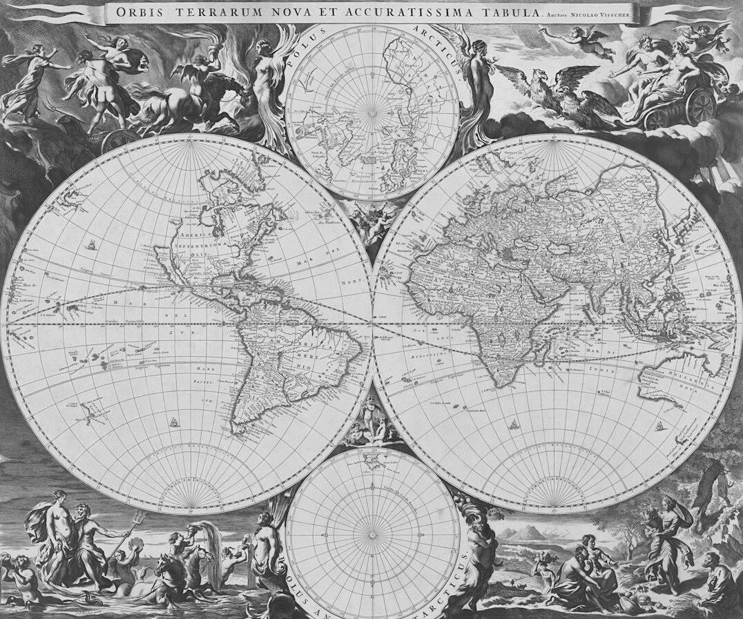 Antique map with fine lines and annotations